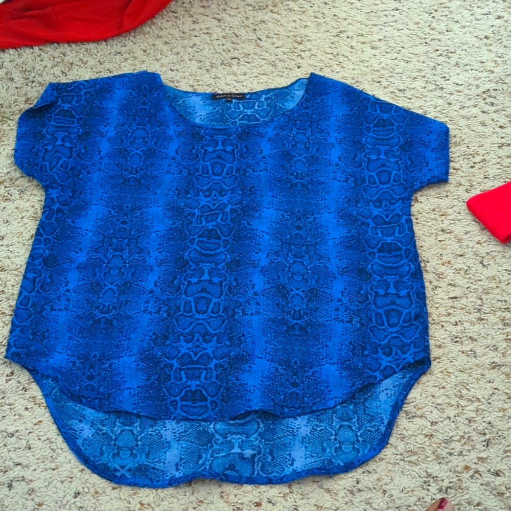 Royal and navy snake print blouse short sleeve